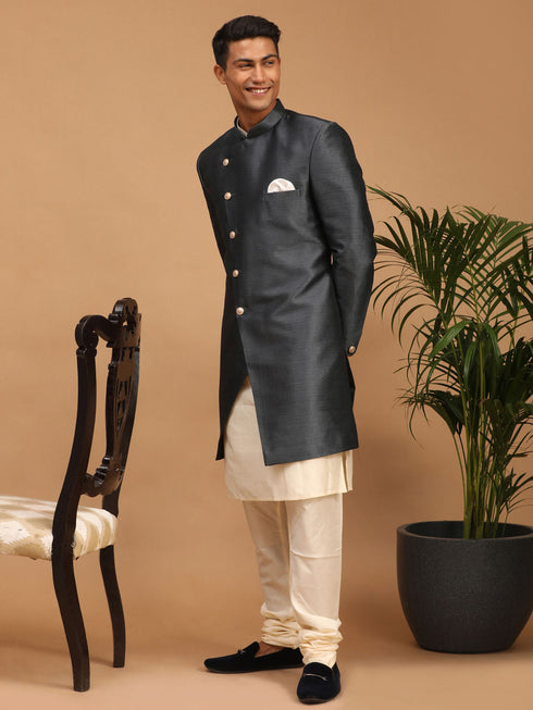 Vastramay Men's Grey Indo Western Combo Set